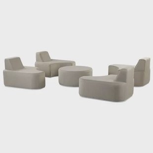 Beliani - FABRO - Loungeset voor 4 - Grijs - Polyester
