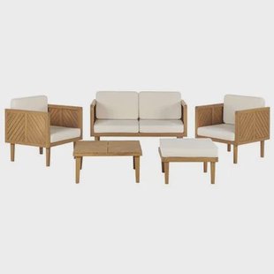 Beliani - BARATTI - Loungeset voor 4 - Lichte houtkleur - Acaciahout