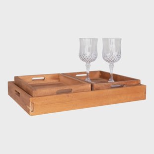Set van 3 dienbladen Faraday teakhout | House Nordic