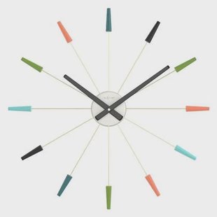 NeXtime - NeXtime - Stille Wandklok - Retro Design - 58 cm - Rvs -