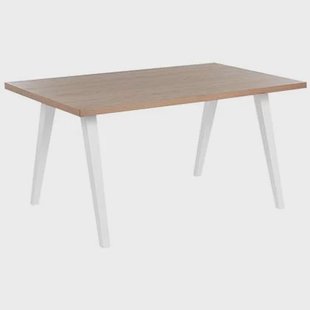Beliani-LENISTER-Eettafel-Wit| Lichte houtkleur-90 x 150 cm-MDF