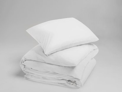 Yumeko Dekbedovertrek percal pure white 140x220 + 1/60x70 100% biologisch en fairtrade katoen, percal geweven