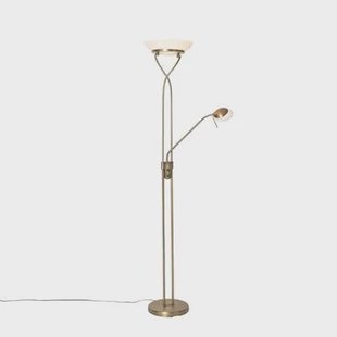 QAZQA Vloerlamp brons incl. LED en dimmer met leeslamp - Empoli