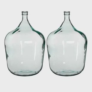 Mica Decorations Diego Vaas Fles - H56 x Ø40 cm - Glas - Set van 2 Mica Decorations Diego Vaas Fles - H56 x Ø40 cm - Glas - Set van 2
