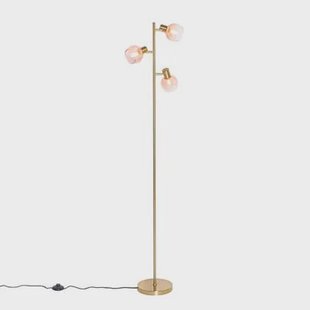 QAZQA Art Deco vloerlamp goud met roze glas 3-lichts - Vidro