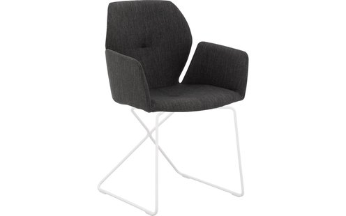 Goossens Excellent Eetkamerstoel Manzini antraciet stof met armleuning, modern design Goossens Excellent Eetkamerstoel Manzini antraciet stof met armleuning, modern design