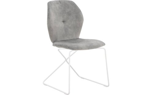 Goossens Excellent Eetkamerstoel Manzini grijs velvet stof leuning, modern design