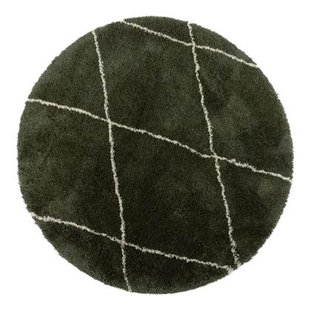 Interieur05 Berber Rond vloerkleed hoogpolig Groen|Cream - scandina...