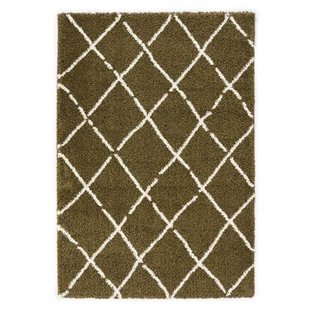 Boho&me Hoogpolig vloerkleed ruiten Artisan - olijfgroen|wit - 100x200 Boho&me Hoogpolig vloerkleed ruiten Artisan - olijfgroen|wit - 100x200