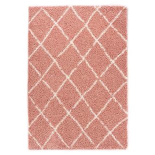 Boho&me Hoogpolig vloerkleed ruiten Habitat - roze|wit - 240x340 cm