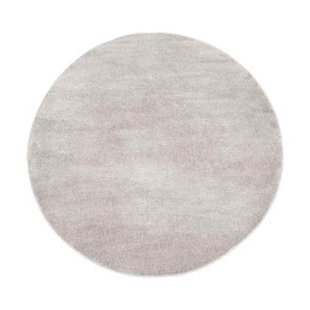 Tapeso Rond vloerkleed effen velours Gala - grijs - 120 cm