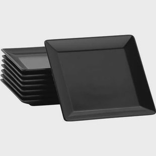 Lite-Body Hermes Gebaksbordjes - Set van 8 stuks - Ø16 cm - Zwart Mat