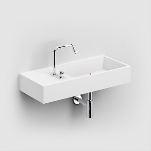Clou Wash Me wastafel 75x32cm voorbewerkte kraangaten aluite Wit mat CL/02.13134