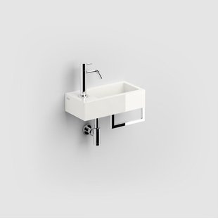 Clou Flush 3 fontein 36x18cm kraangat links met handdoekhouder Mineraalmarmer glanzend wit CL/03.08032.02