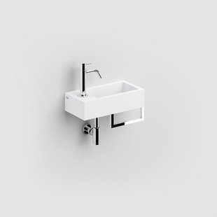 Clou Flush 3 fontein 36x18cm kraangat links met handdoekhouder aluite Wit mat CL/03.13032.02