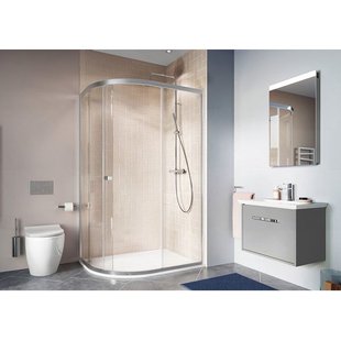 Crosswater Clear 6 kwartronde douchecabine met 1 schuifdeur 100x80x195cm 6mm helder veiligheidsglas zilver CAQSSC10X8
