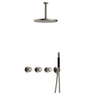 Hotbath Cobber IBSW70 Regendoucheset inbouw - 15cm plafondarm - 30cm ronde hoofddouche - staafhanddouche - Geborsteld nikkel IBSW70GN25