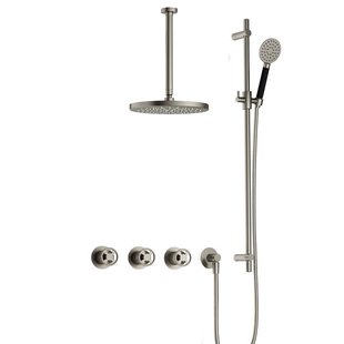 Hotbath Cobber IBSW70 Regendoucheset inbouw - 30cm plafondarm - 20cm ronde hoofddouche - 3 standen handdouche - glijstang - Geborsteld nikkel IBSW70GN137