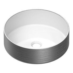 BRAUER Circle waskom - 36x36cm - rond - keramiek - hoogglans wit en zilver WK-CC36ROHWZI