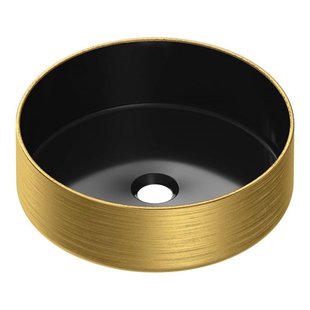 BRAUER Circle waskom - 36x36cm - rond - keramiek - mat zwart en goud WK-CC36ROMZGO