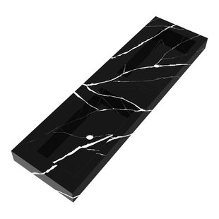 BRAUER Coral wastafel - 160x46x10cm - 2 wasbakken - 0 kraangaten - composiet - marmerlook - Nero Marquina WT-CA1600NM