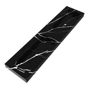 BRAUER Coral wastafel - 200x46x10cm - 2 wasbakken - 0 kraangaten - composiet - marmerlook - Nero Marquina WT-CA2000NM