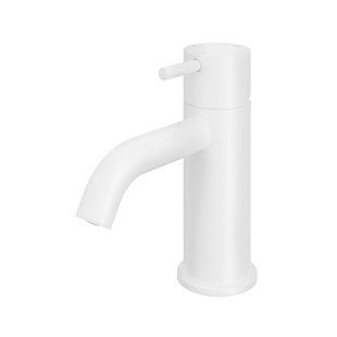 Hotbath Cobber lage wastafelmengkraan met gebogen uitloop zonder waste mat wit CB003CWH