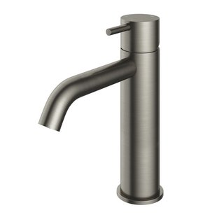 Hotbath Cobber middelhoge wastafelkraan met gebogen uitloop zonder waste geborsteld nikkel CB003MCGN