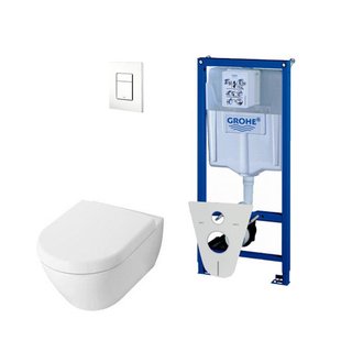 Villeroy Boch Subway 2.0 DirectFlush Toiletset - luxe softclose - grohe reservoir - bedieningsplaat - wit 720003/0729205/GA26028/SW729014/SW1182666