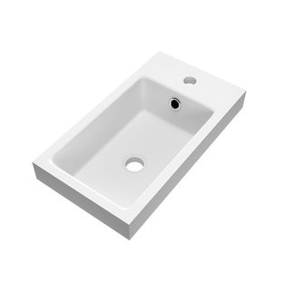 BRAUER Solar Medium opbouw fontein 40 met 1 kraangat en links/rechts te plaatsen mineraalmarmer mat wit FO-SOM401MW