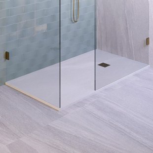 BRAUER Asteroid Douchebak 90x180 incl. antislip en antibacterieel mineraalmarmer mat wit DB-AS90180MW