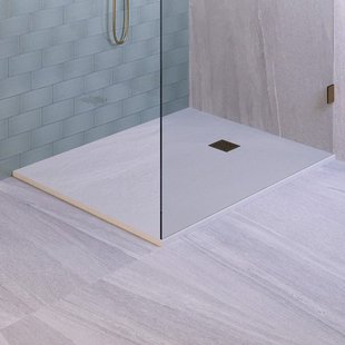 BRAUER Asteroid Douchebak 100x140 incl. antislip en antibacterieel mineraalmarmer mat wit DB-AS100140MW