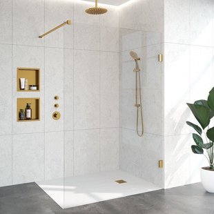 BRAUER Void inloopdouche helder glas 140x200 incl. glascoating PVD goud geborsteld GS-VOI1H140200GG