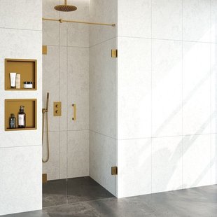 BRAUER Void nisdeur 2-delig helder glas 90x200 omkeerbaar met draaideur 60 aan muur incl. glascoating PVD goud GS-VON2H6030200GG