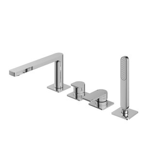 Hotbath Gal Badrandcombinatie één hendel mengkraan met draaibare uitloop en 2 functies omstel chroom GL073CR