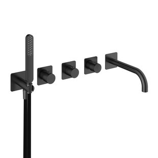 Hotbath Gal Afbouwdeel voor Inbouw bad/douche thermostaat 2 stopkranen met uitloop Geborsteld Gunmetal PVD GL7072EXTBGP