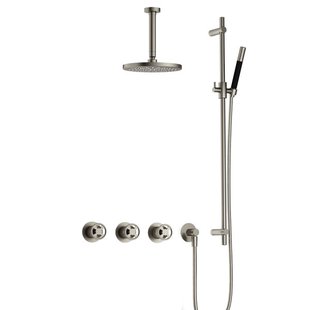 Hotbath Cobber IBSW70 Regendoucheset inbouw - 15cm plafondarm - 20cm ronde hoofddouche - staafhanddouche - glijstang - Geborsteld nikkel IBSW70GN27
