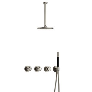 Hotbath Cobber IBSW70 Regendoucheset inbouw - 30cm plafondarm - 20cm ronde hoofddouche - staafhanddouche - Geborsteld nikkel IBSW70GN3