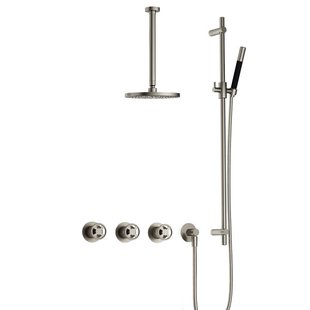 Hotbath Cobber IBSW70 Regendoucheset inbouw - 30cm plafondarm - 20cm ronde hoofddouche - staafhanddouche - glijstang - Geborsteld nikkel IBSW70GN37