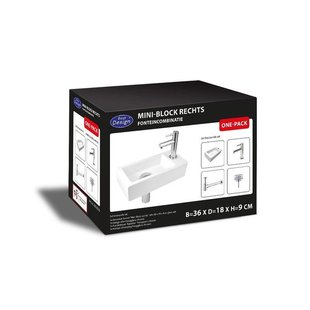 Best Design One Pack fonteinset - 36x18cm - kraan rechts - wit 3853020