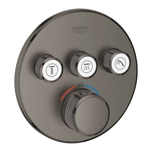 GROHE Grohtherm SmartControl inbouwkraan thermostatisch met omstel voor 3 functies rond hard graphite geborsteld 29121al0