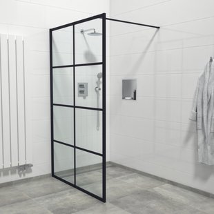 Marenza Bellini Inloopdouche - 140x200cm - helder glas - windows frame buitenzijde - anti kalk - mat zwart Windows-140