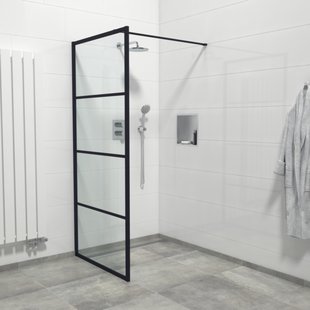 Marenza Bellini Inloopdouche - 90x200cm - frame lines buitenzijde - antikalk - mat zwart Lines -90