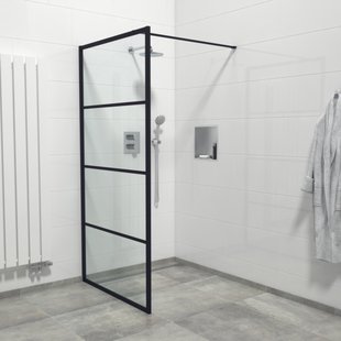 Marenza Bellini Inloopdouche - 100x200cm - helder glas - frame lines buitenzijde - antikalk - mat zwart Lines -100