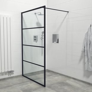 Marenza Bellini Inloopdouche - 120x200cm - helder glas - frame lines buitenzijde - anti kalk - mat zwart Lines -120