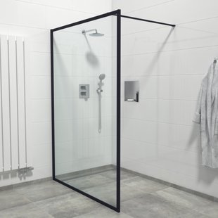 Marenza Bellini Inloopdouche - 140x200cm - veiligheidsglas - helder glas - frame rondom - anti kalk - mat zwart Mirrors-140