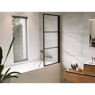 Riho Grid badwand 80x150cm rechts zwart profiel en helder glas G004047121 Riho Grid badwand 80x150cm rechts zwart profiel en helder glas G004047121