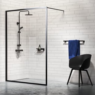 Sealskin Contour inloop douche type A3 98 cm breed, 200 cm hoog, zwart, 6 mm helder veiligheidsglas CCDA30986195100 Sealskin Contour inloop douche type A3 98 cm breed, 200 cm hoog, zwart, 6 mm helder veiligheidsglas CCDA30986195100