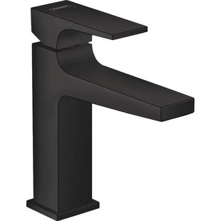 Hansgrohe Metropol 110 wastafelkraan - 18.4cm hoog - push open waste - voorsprong 13.5cm - mat zwart 32507670