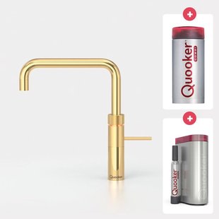Quooker Fusion Square kokendwaterkraan - draaibare uitloop - Combi incl. Cube reservoir - Warm / kokend / bruisend / gefilterd water - Verguld (Goud) 22 FSGLD-CUBE Quooker Fusion Square kokendwaterkraan - draaibare uitloop - Combi+ incl. Cube reservoir - Warm / kokend / bruisend / gefilterd water - Verguld (Goud) 22+FSGLD-CUBE